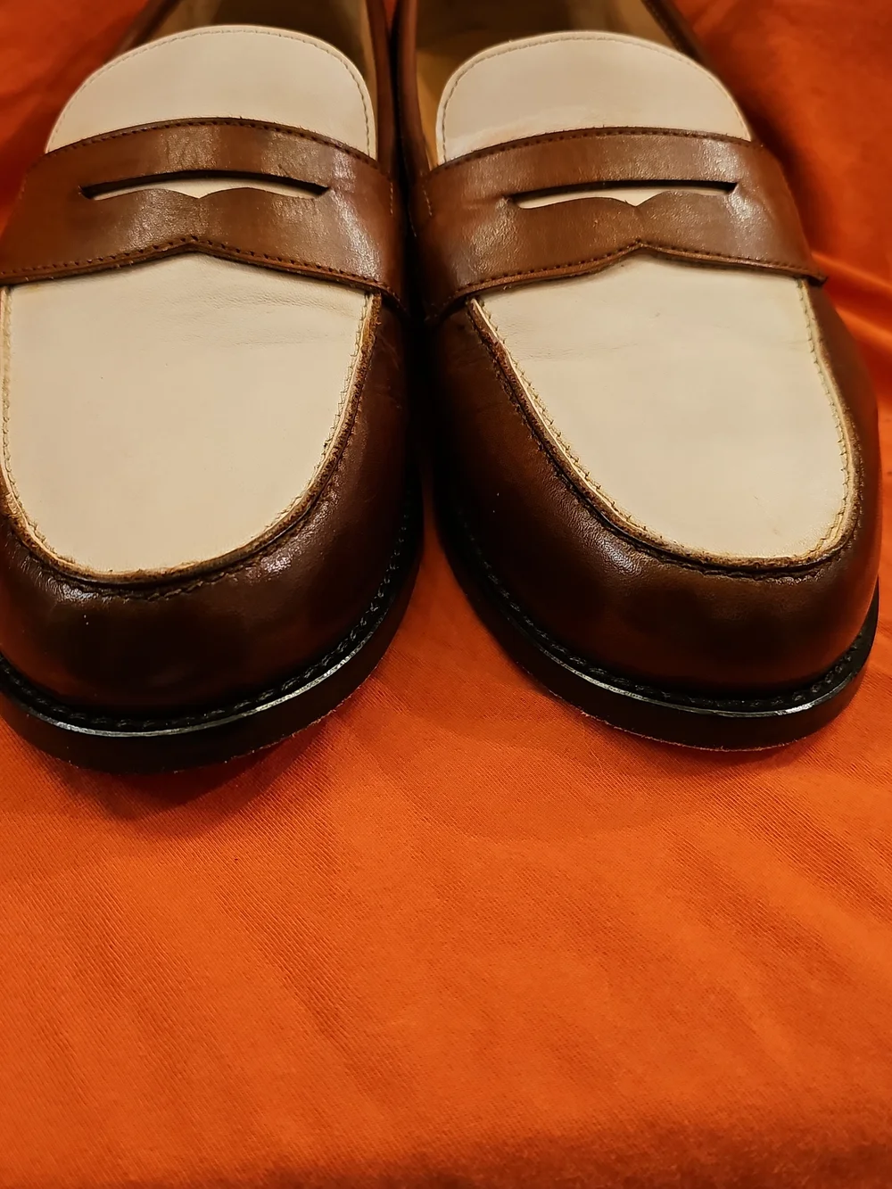 3DM Lifestyle Spectator Penny Loafers Brown White Two Tone